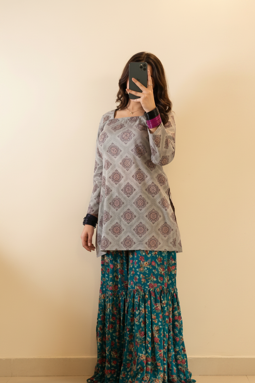 Roha - 2 Picece Printed Stitched Dress Summer Sale 50% Off