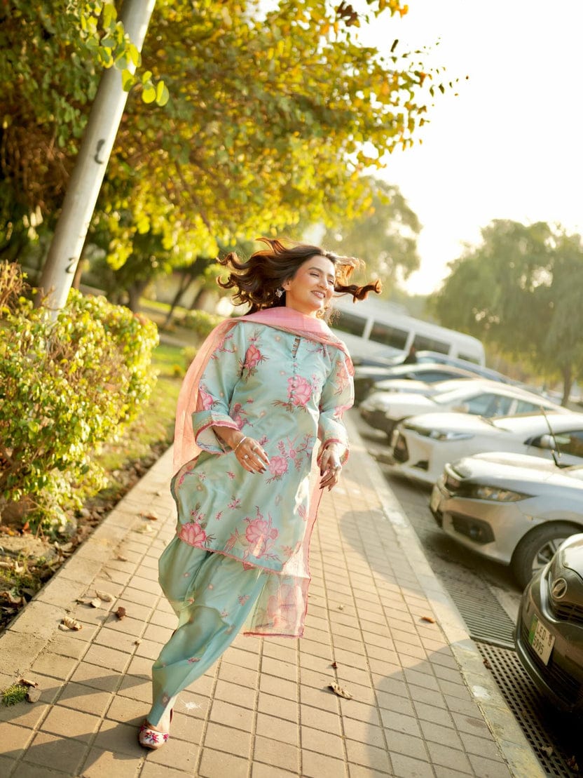 Firdous -3 piece stitched printed new season sale 48% OFF