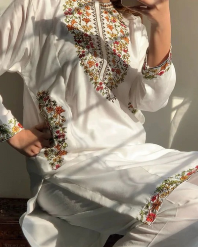 Flower Power Embroidered 2pc