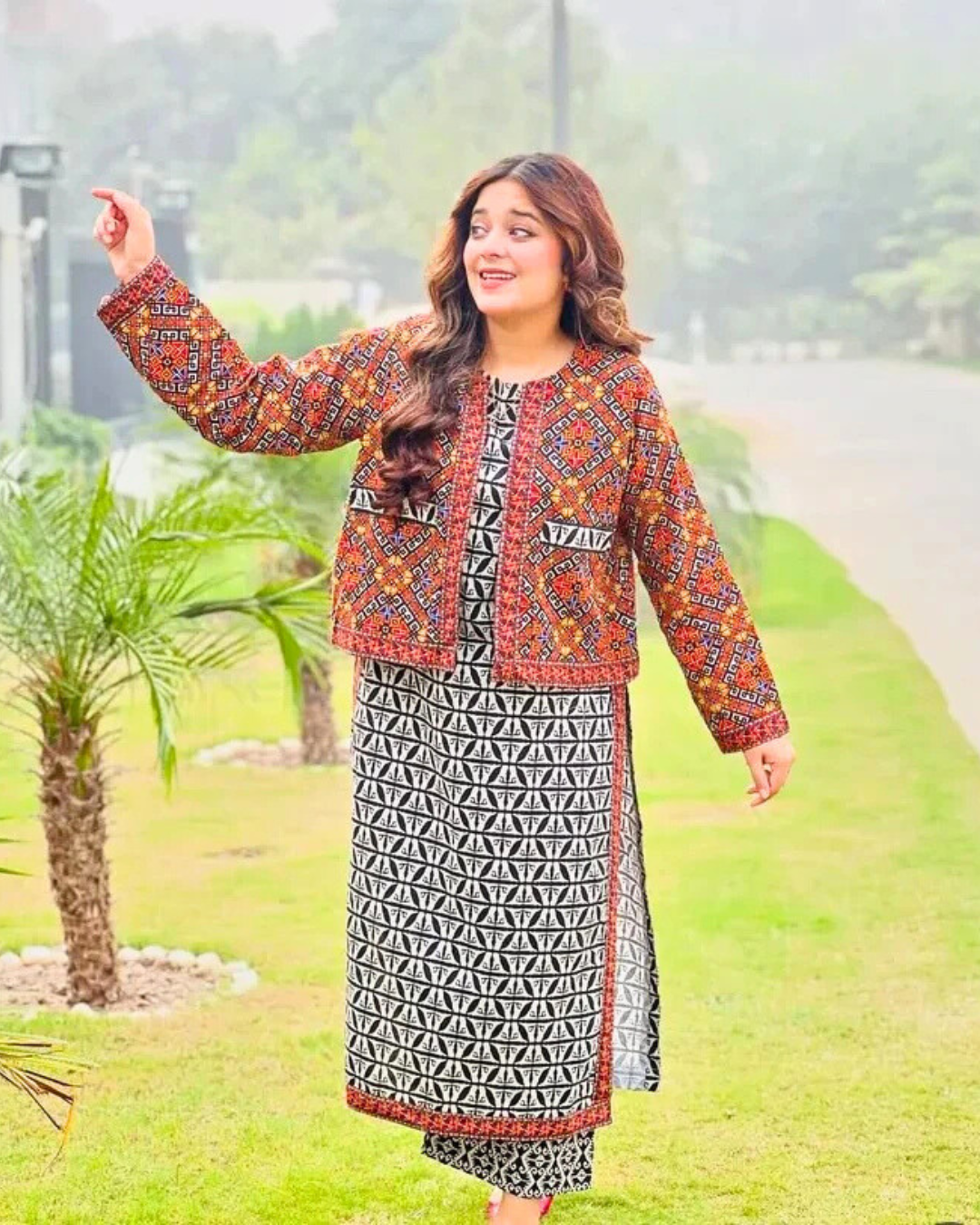 Ajrak Koti digital printed 3 piece