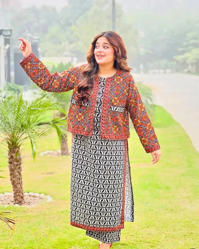 Ajrak Koti digital printed 3 piece