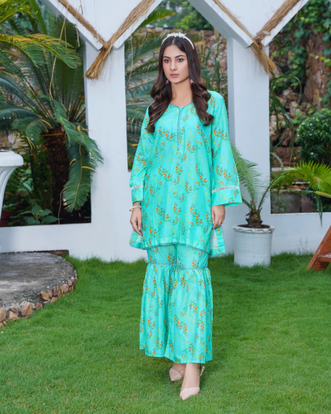 Firoza- Cambric Ghrara 2 Piece with Shirt