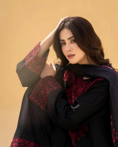 Zaroon Black  Embroidered stiched (2 piece) ZL1006