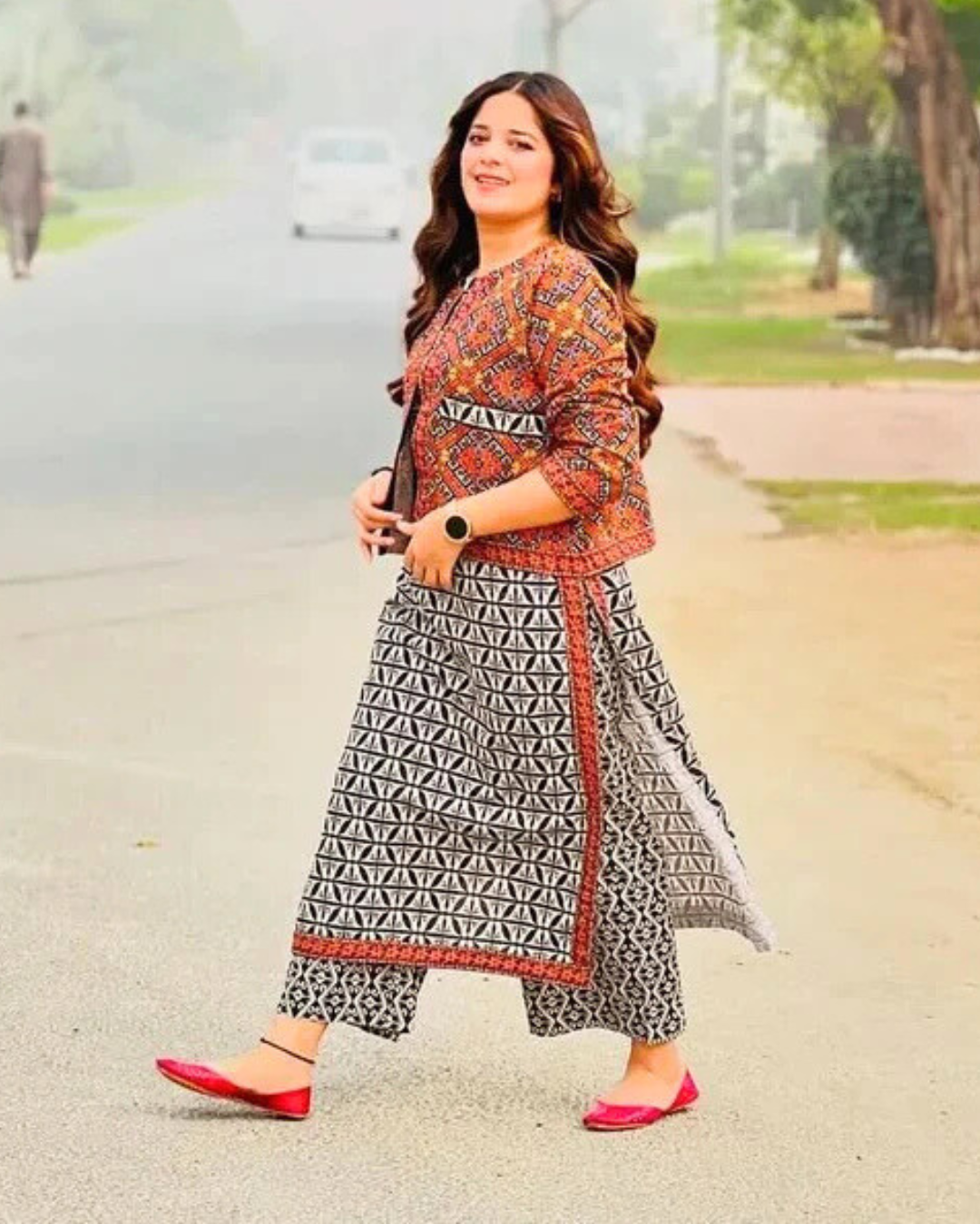 Ajrak Koti digital printed 3 piece