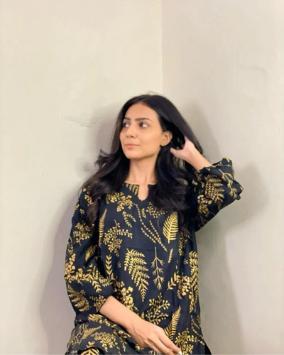 Floral Leaf Print 2Pcs Stitched