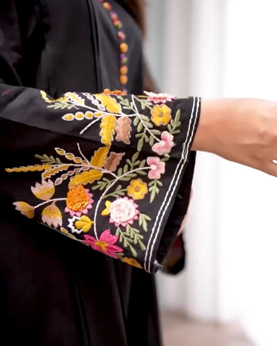 Black Elegance - Embroidered Long Shirt 2pc