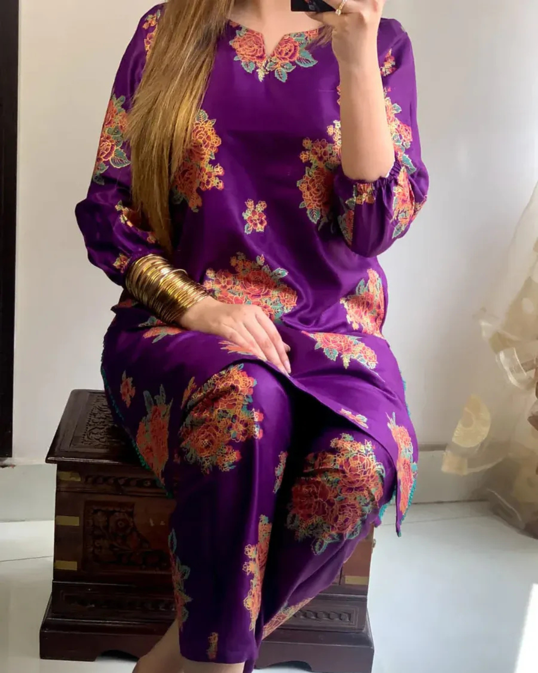Floral Finesse-(2 Piece Stitched)