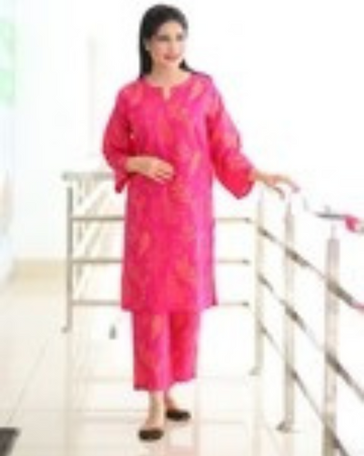 Floral Leaf Print 2Pcs Stitched