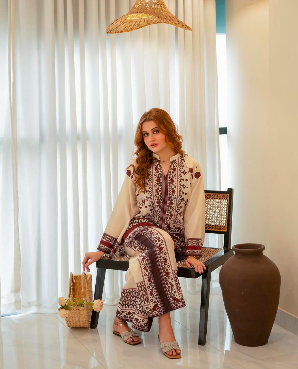 Ivory Maroon Harmony Suit