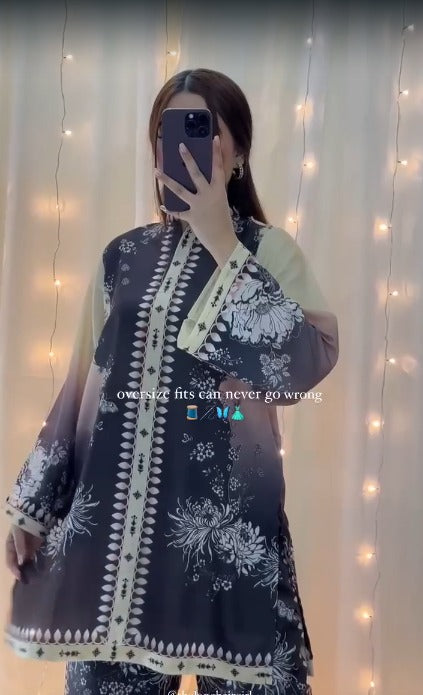 Flowy printed 2 piece suit