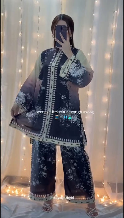 Flowy printed 2 piece suit