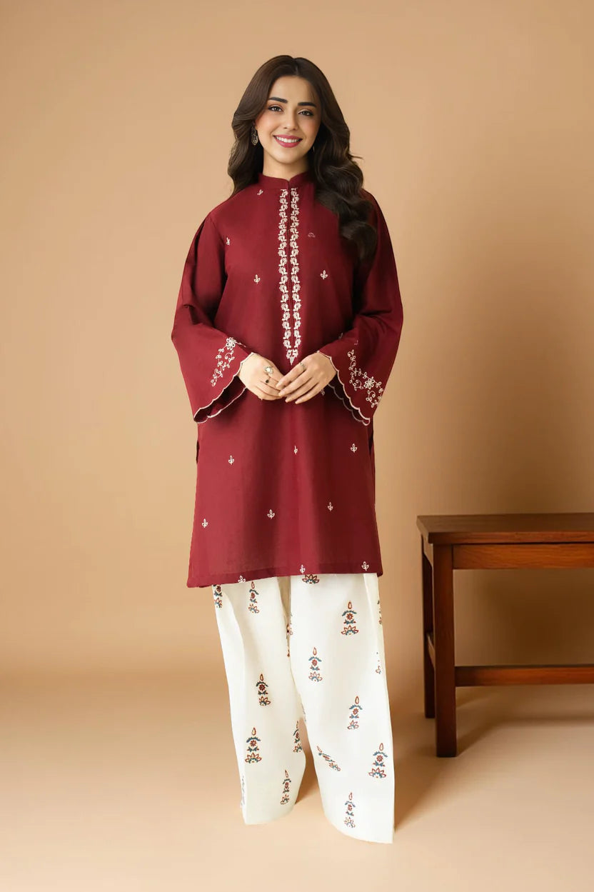 Meeran Embroidred Stitched 2PC Premium Winter Fabric