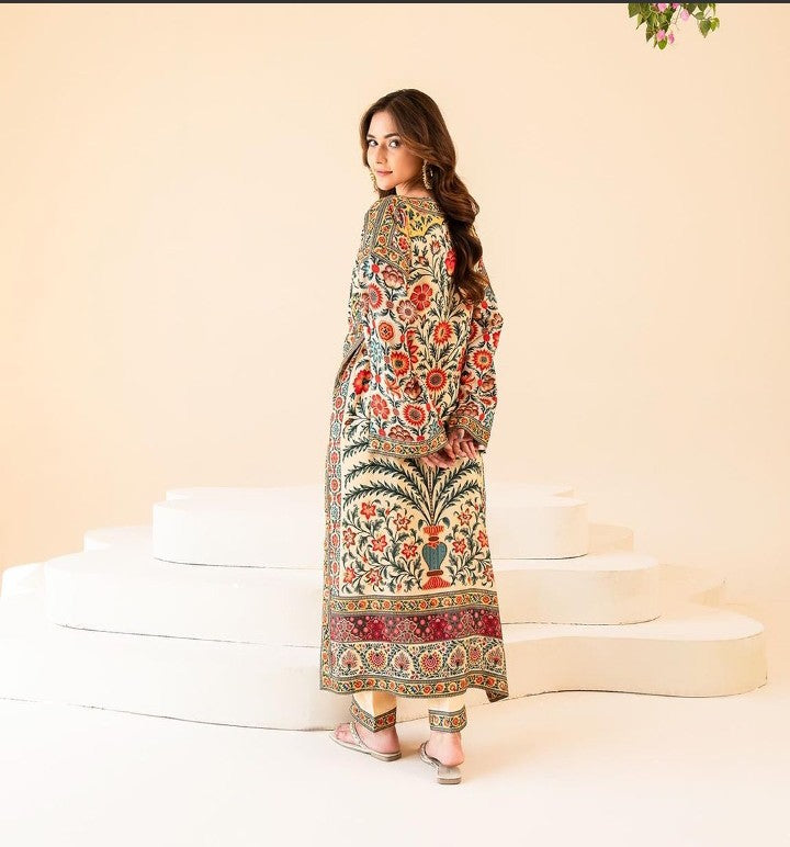 Laila beige  Stitched 2 piece