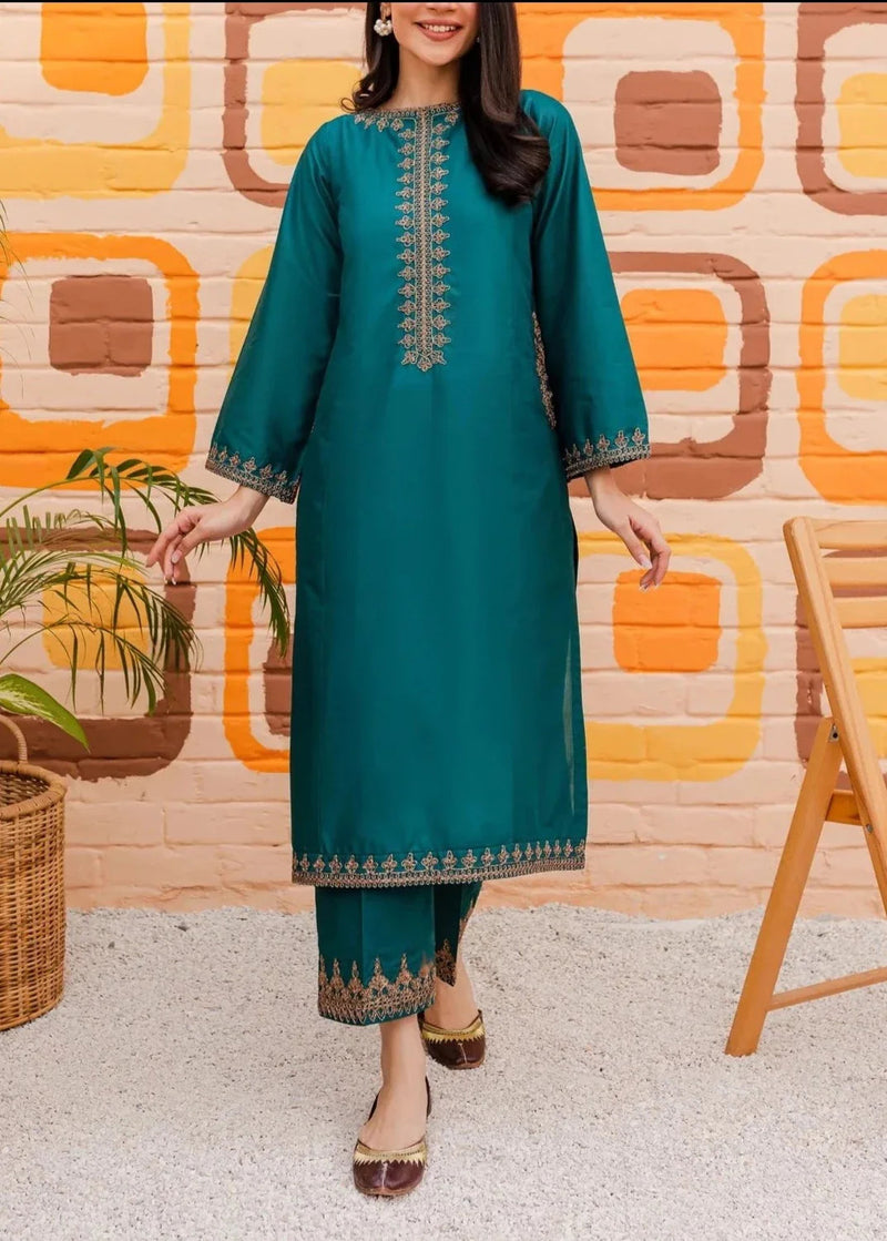 Teal Green Embroidered stiched (2 piece)