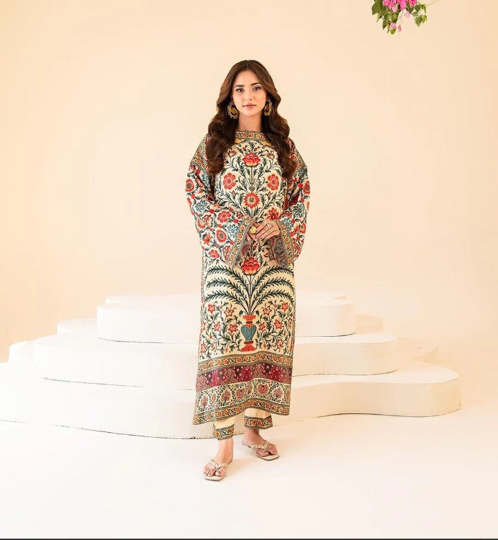 Laila beige  Stitched 2 piece