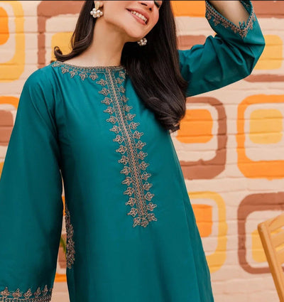 Teal Green Embroidered stiched (2 piece)