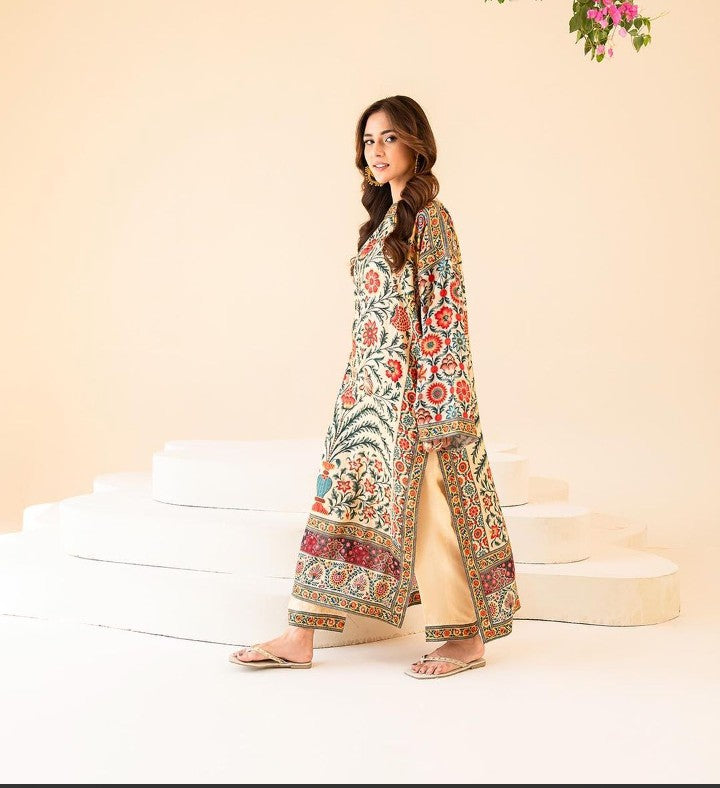 Laila beige  Stitched 2 piece